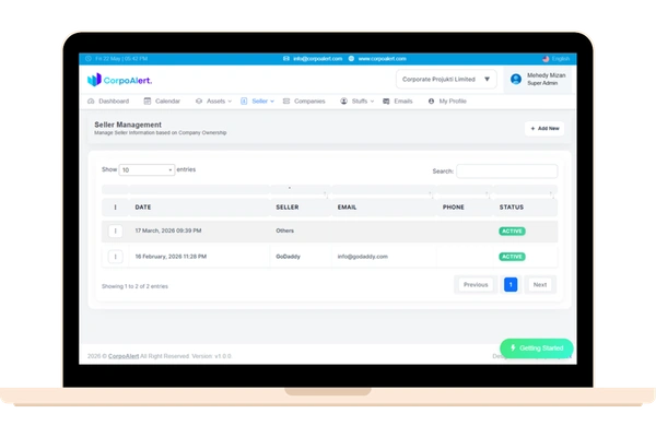 CorpoAlert Seller Management Thumbnail