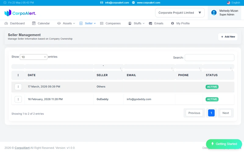 CorpoAlert Seller Management Cover