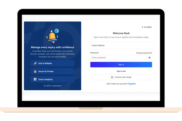 CorpoAlert Secure Login Portal
